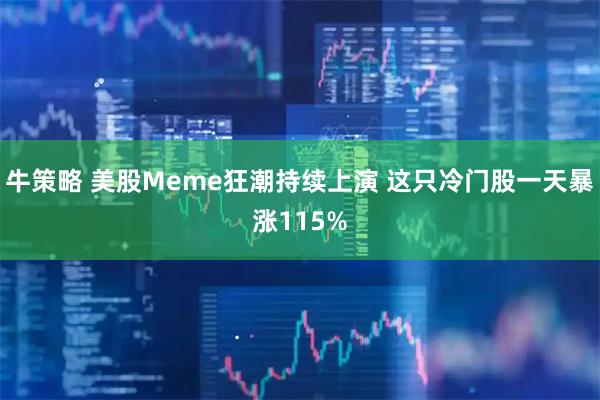 牛策略 美股Meme狂潮持续上演 这只冷门股一天暴涨115%