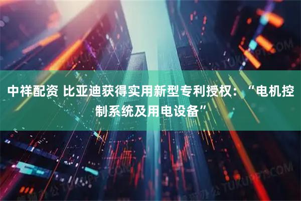 中祥配资 比亚迪获得实用新型专利授权：“电机控制系统及用电设备”